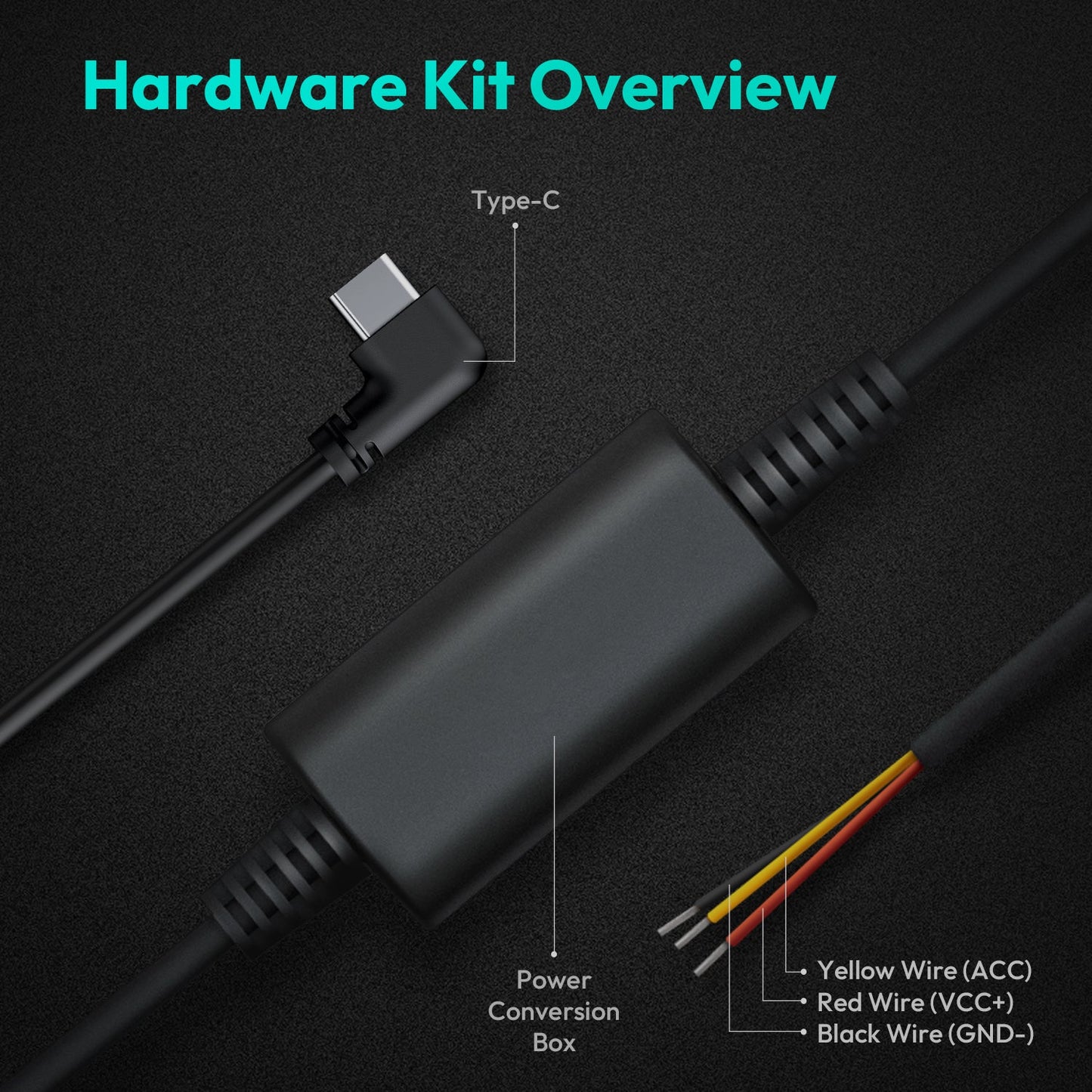 BOTSLAB Type C Hardwire Cable Kit for 24 Hour Parking Monitoring (G980H, G500H Pro/V9H/HK50)
