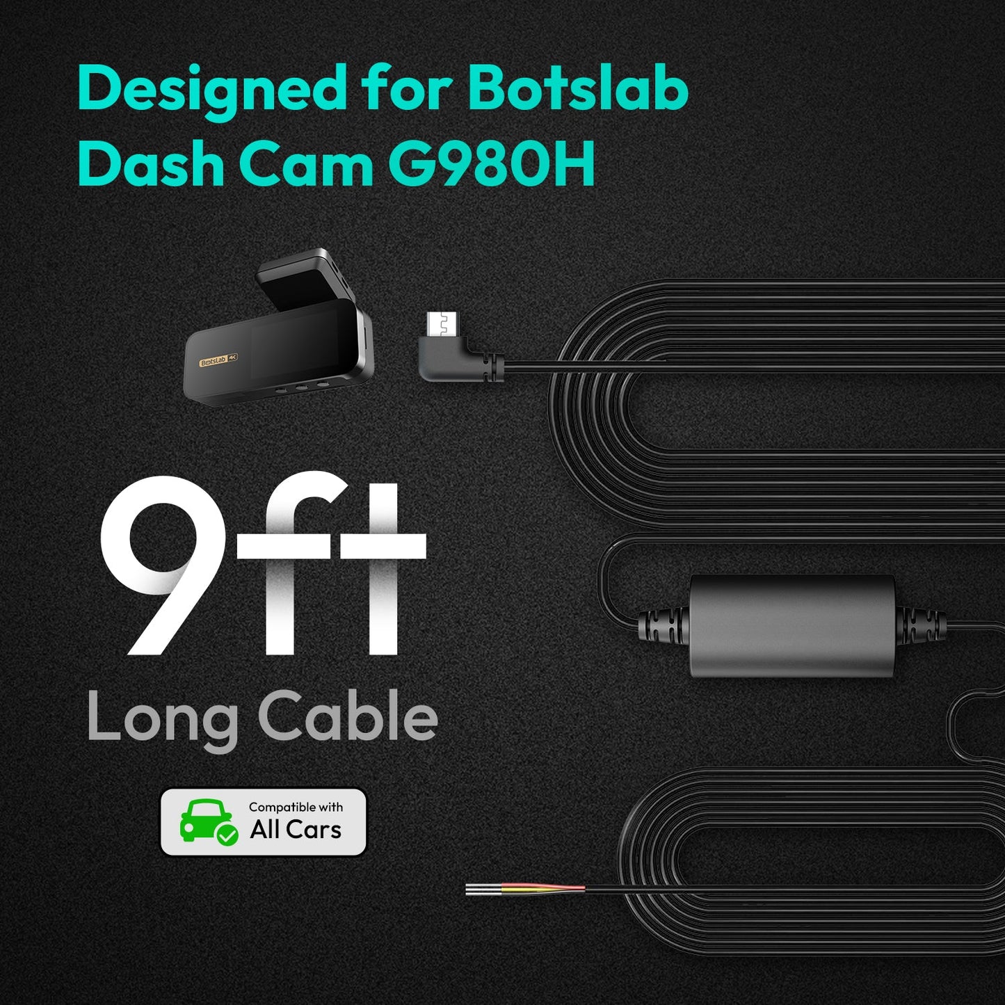 Botslab Micro USB Hardwire Cable Kit for 24 Hour Parking Monitoring (for G300H, G300H Pro, HK30 Pro)