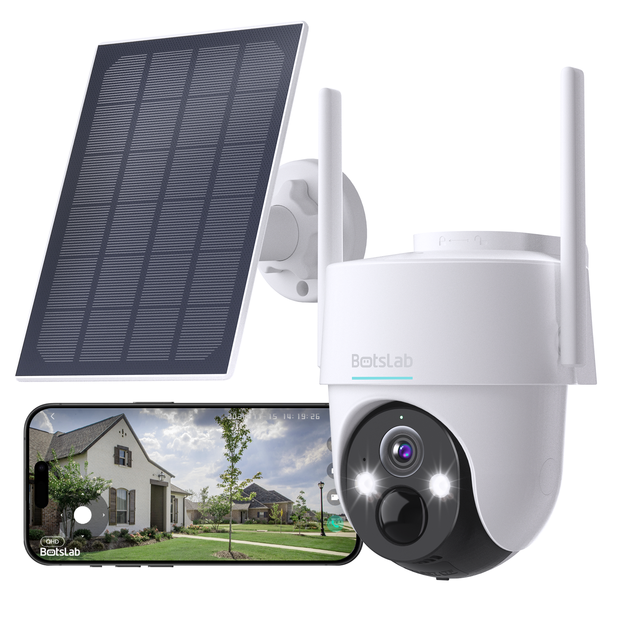 Botslab PT Battery Wi-Fi Camera W313 | 2K Resolution, Solar-Powered ...